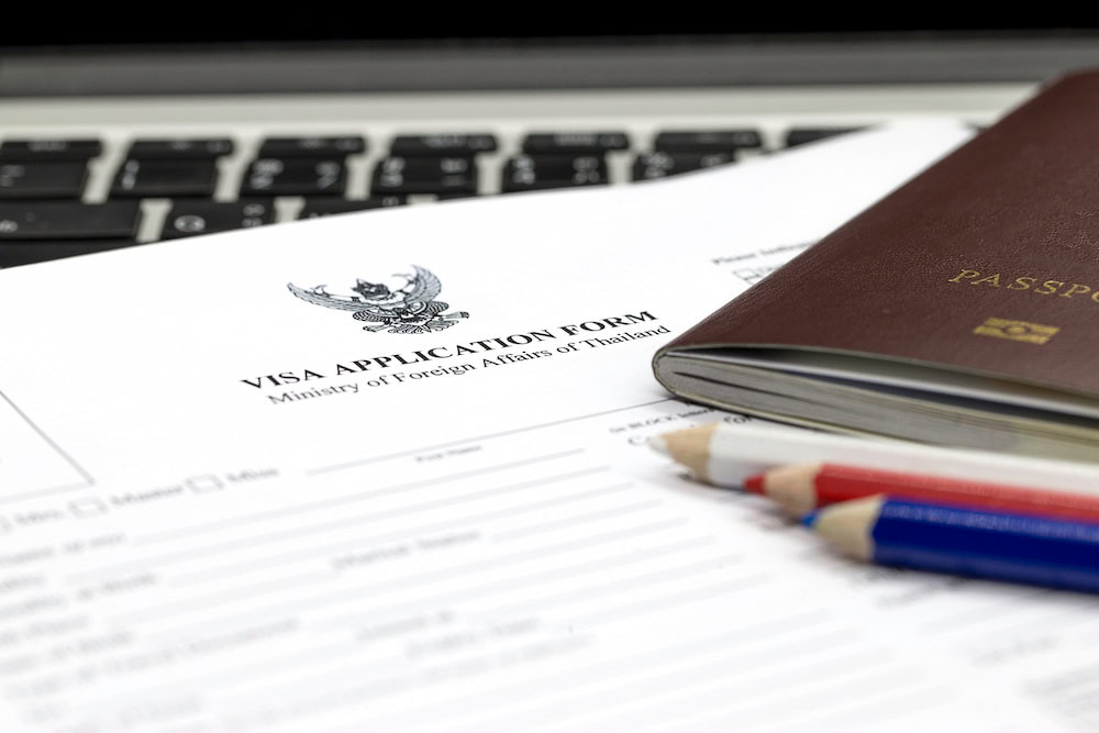 A visa application form in Thailand. The LTR visa process is best guided by a visa agent.